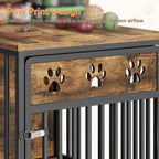 Dog Crate Furniture, Wooden Dog Kennel with Storage, Indoor Pet Crate End Table, Two-Tier Small Dogs House, Chew-Proof, for Living Room, Bedroom, Black and Rustic Brown DC01BR
