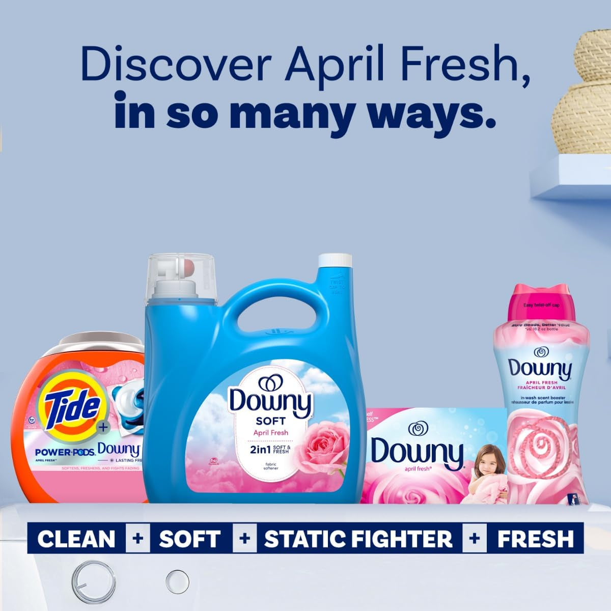 Fabric Softener Liquid, April Fresh Scent, 140 Fl Oz, 190 Loads, HE Compatible,  Fabric Softener, Liquid Fabric Softener, Laundry