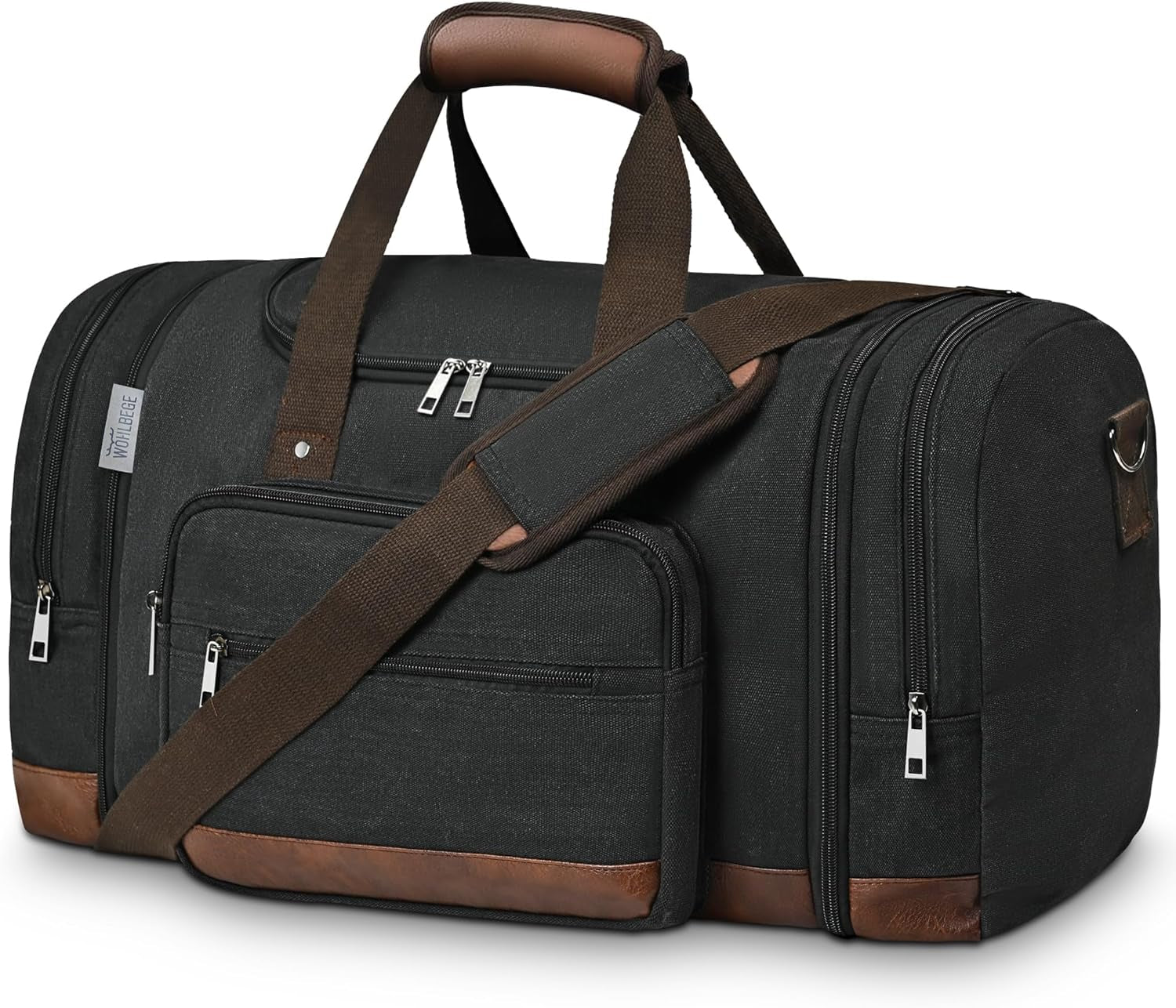 Duffle Bag for Travel,Overnight Weekend Gym Carry on Luggage Bag, 50L Canvas Travel Duffel Bag for Men Women, Expandable Spacious Travel Duffel Bag, Black