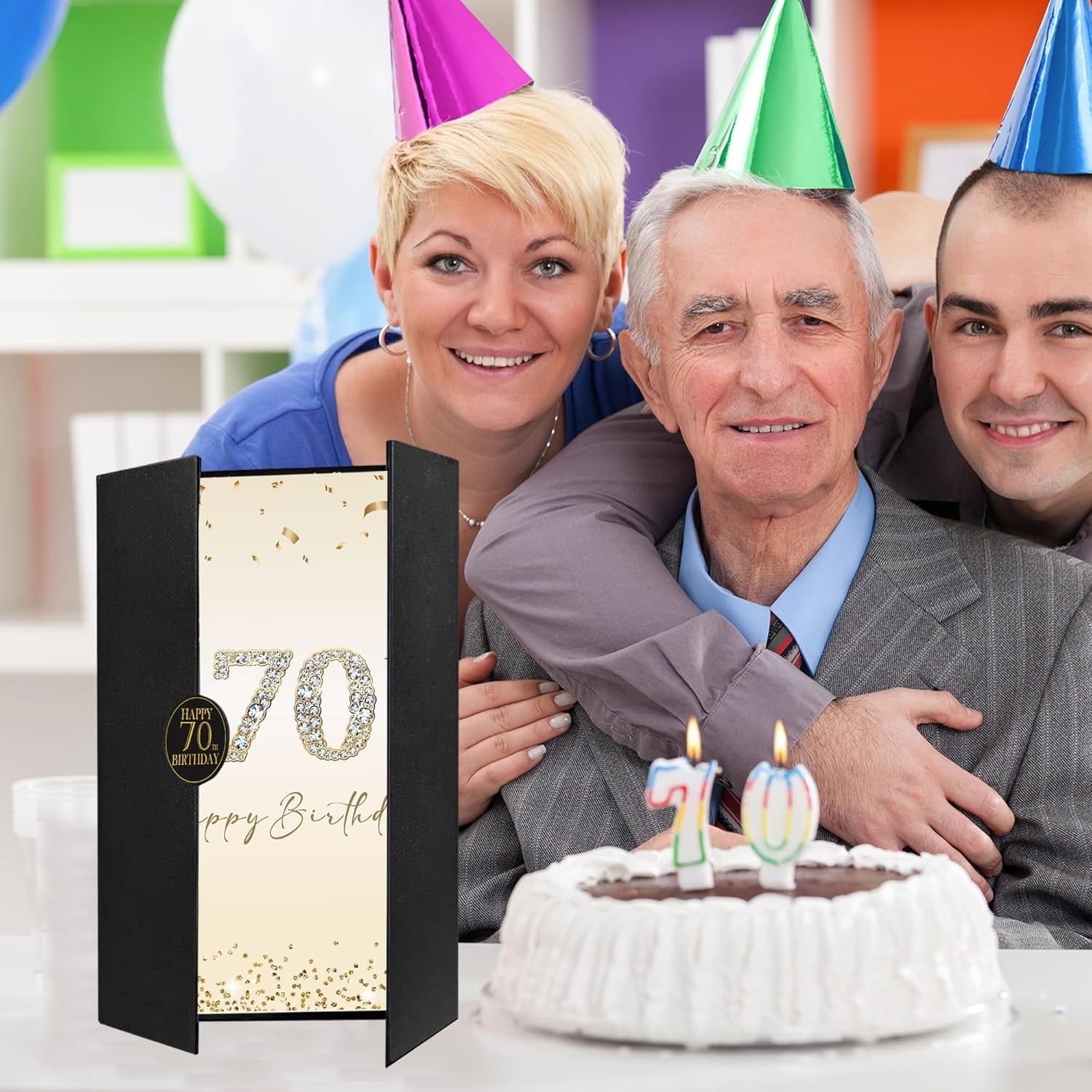 Black Gold 70Th Birthday Party Decorations, Happy 70Th Birthday Alternative Signature Guest Book for Men Women Cheers to 70 Years Old Gifts 70 Birthday Signing Card Board Party Supplies