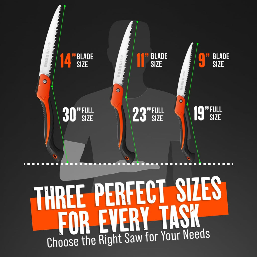 Folding Camping Saw 11 Inch - Heavy Duty Pruning Saw with Triple-Cut SK5 Blade, 7 TPI Razor Teeth for Tree Trimming, Wood Cutting, Camping, Bushcraft, and Gardening