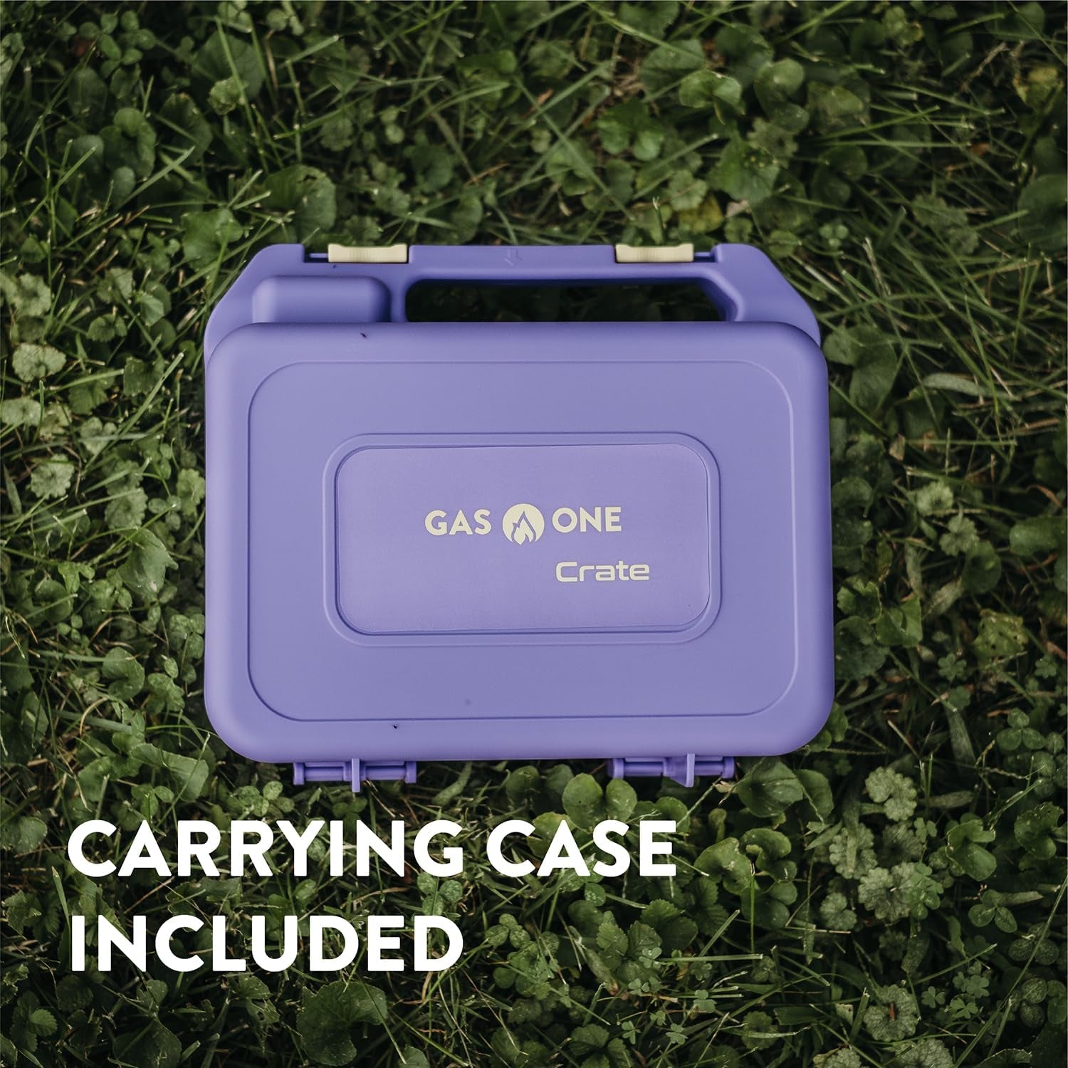 Butane Fuel Camp Stove – Crate Series - Mini Stove for Camping, Hiking – Portable Gas Stove with Spiral Flame – Even Heat Distribution – Modern and Easy to Use (Violet)