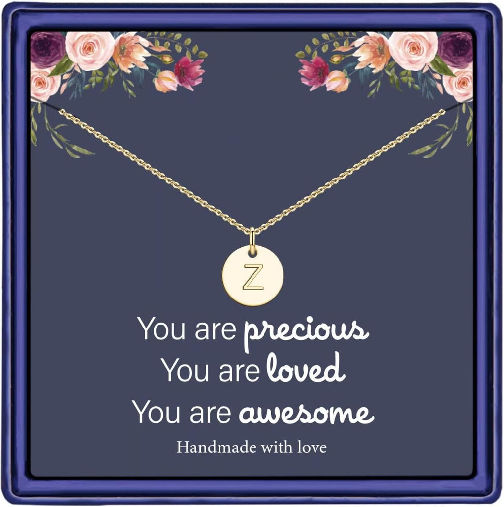 Disc Initial Necklaces for Girls Jewelry - Birthday Gifts for Girls | 14K Gold Plated/14K Rose Gold Plated/S925 Sterling Silver Disc Initial Necklaces for Girls, Jewelry for Kids Birthday Gifts