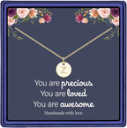 Disc Initial Necklaces for Girls Jewelry - Birthday Gifts for Girls | 14K Gold Plated/14K Rose Gold Plated/S925 Sterling Silver Disc Initial Necklaces for Girls, Jewelry for Kids Birthday Gifts