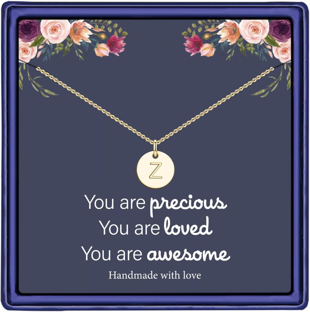 Disc Initial Necklaces for Girls Jewelry - Birthday Gifts for Girls | 14K Gold Plated/14K Rose Gold Plated/S925 Sterling Silver Disc Initial Necklaces for Girls, Jewelry for Kids Birthday Gifts