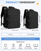 Large Black Travel Backpack Carry on Flight Approved Mochila De Viaje Personal Item Backpack for Airlines Frontier Airlines Personal Item Bag Large Backpacks for Travel Backpacks for Men Women