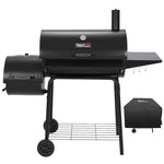 30" Barrel Charcoal Grill with Smoker, Side Table and Cover