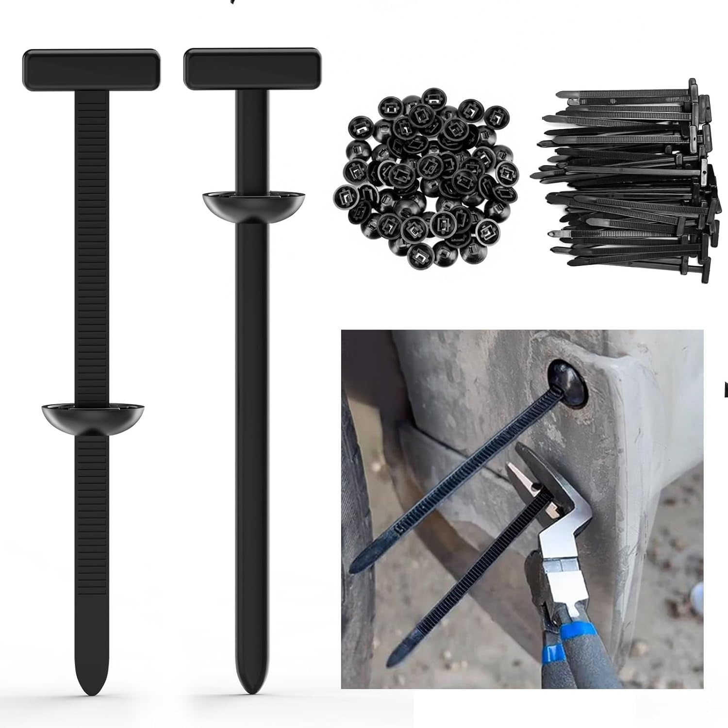 Zip Tie Fender Clip - Nylon Universal Door Panel Clips Cable Tie Buckle - Automotive Retainer Clips and Fasteners - Plastic Rivets for Cars Door Trim (100)