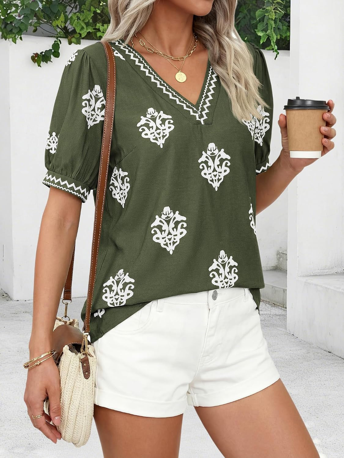 Casual Short Sleeve Summer T Shirts Going Out Tops for Women Trendy | Boho Tops for Women,Tops for Teacher,V Neck,Crop,Y2K,Floral,Crew Neck,Work Blouses,Cute Tunics,Beach Vacation Clothes