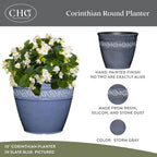 Classic Home and Garden by Growscape Corinthian Planter Pot (8" Storm Gray) | Classic Resin Plant Pots, Lightweight Indoor Outdoor Planter, Weather-Resistant, Great for Patio, Home & Garden Decor Accent