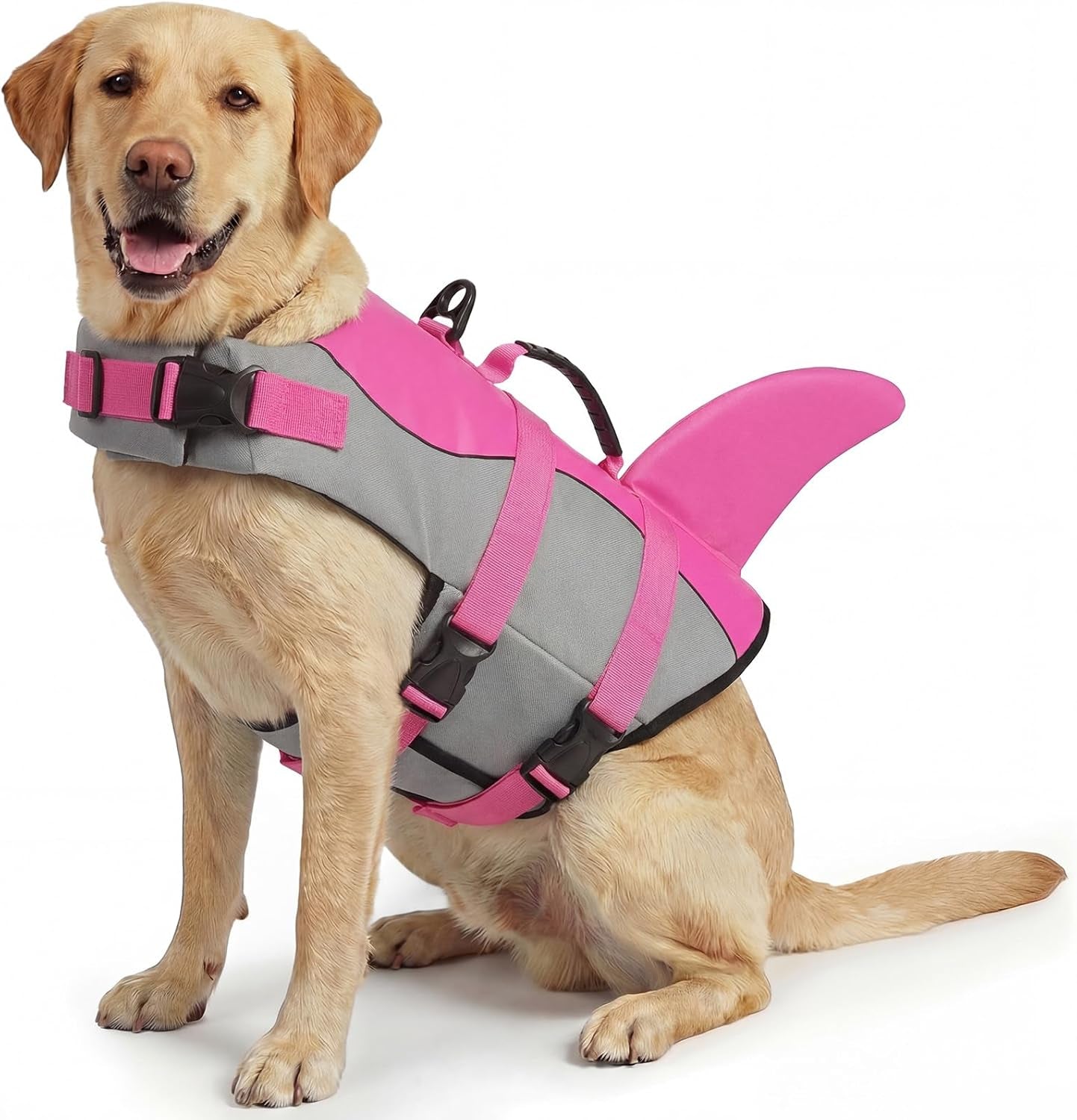 Dog Life Jacket - Pet Safety Vest for Swimming & Boating, Shark Life Jacket with Floatation, Dog Lifesavers Swimsuits for Small Medium Large Dogs (Pink, L)