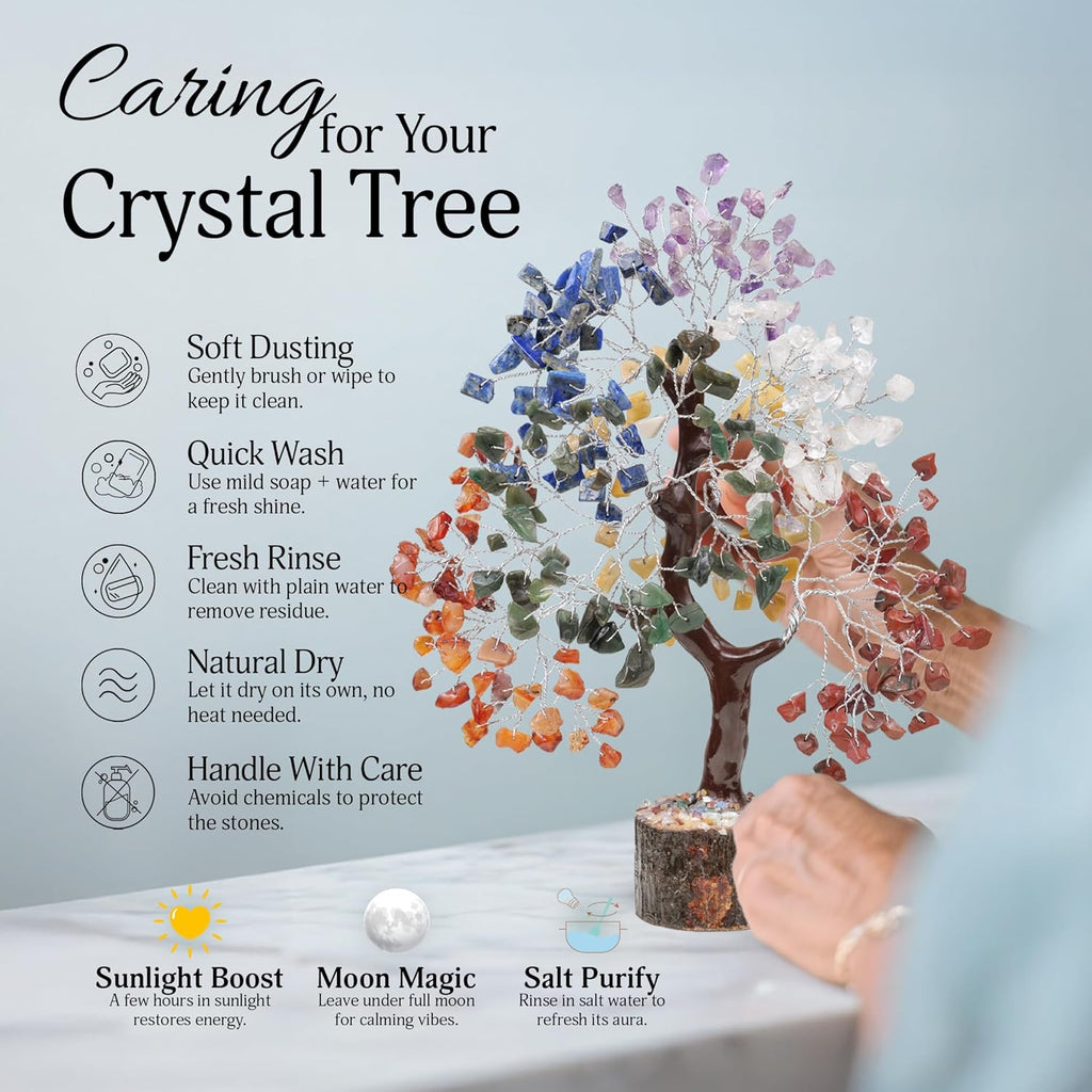 7 Chakra Tree of Life - Birthday Gifts for Women | Gem Tree | Meditation Room Decor Crystal Tree | Spiritual Room Decor | Birthday Gift for Women | 10 Inch 300 Beads