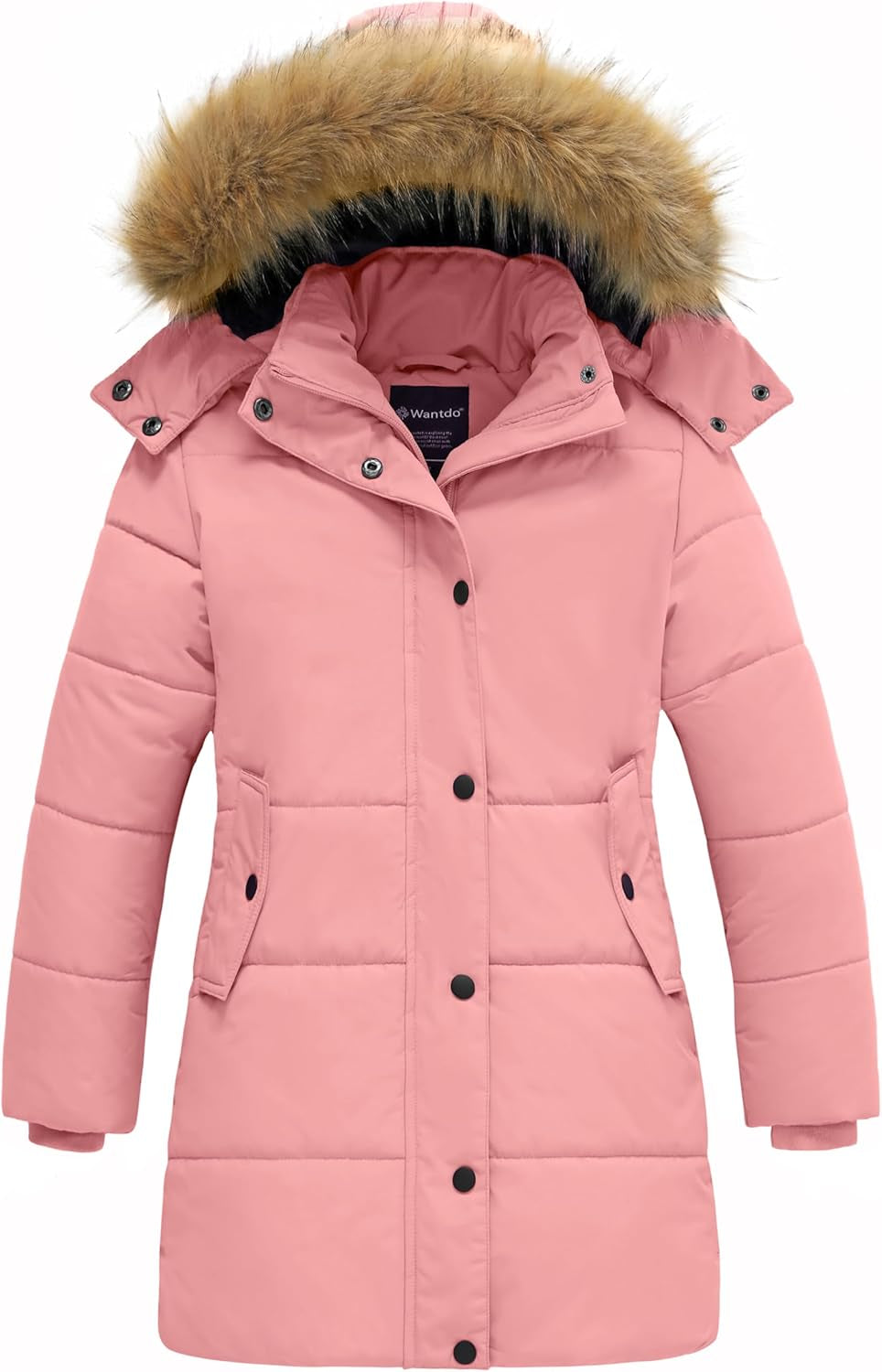 Girls' Waterproof Winter Coat Long Puffer Jacket Warm Parka Hooded | 5000Mm Waterproof,Removable Faux Fur Hood,Fleece-Linning,Snap Pockets,Machine Washable