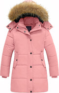 Girls' Waterproof Winter Coat Long Puffer Jacket Warm Parka Hooded | 5000Mm Waterproof,Removable Faux Fur Hood,Fleece-Linning,Snap Pockets,Machine Washable