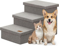 Wider Dog Ramp for High Bed with Storage, Foldable Dog Stairs | 18" H Dog Step for Small Medium Large Older Senior Animal, for Climbing Bed or Couch, Arthritis-Friendly (Gray, No Condo)