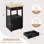Kitchen Island Cart with Storage,Rolling Kitchen Island Side Table on Wheels with Worktop,Single Door Storage Cabinet and Drawer for Kitchen,Dinning Room, Black