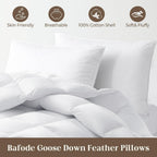 Goose down Feather Pillows, Soft Bed Pillows Queen Size Set of 2, 100% Soft Cotton Shell,Gusseted Hotel Pillows for Back, Stomach or Side Sleepers
