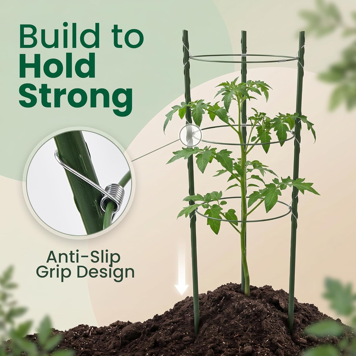 4 Pack round Tomato Cages for Garden,18 Inches Small Metal Tomato Cages with Adjustable Rings,Tomato Trellis and Plant Support for Raised Garden Beds, Pots and Climbing Vegetables