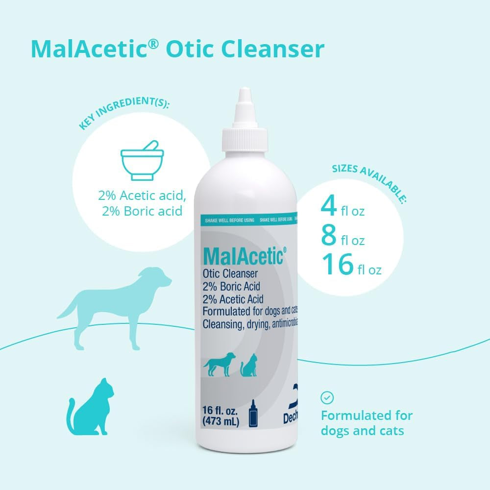 ® Otic Cleanser for Dogs and Cats, 16 Fl Oz | Cleansing, Drying; 2% Boric Acid; 2% Acetic Acid; Packaging May Vary