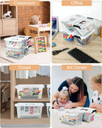 Plastic Storage Bins with Lids 6 Pack Storage Organizer, 7 Quart Stackable Storage Boxes with Buckle Lids and Handle Easy for Home Office Pantry Organization, Clear