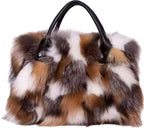 D-01 Luxury Real Fox Fur Handbag for Women Ladies Furry Shoulder Bag Purse Colorful Silver Bags Big Capacity Fashion