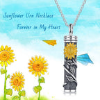 Cremation Jewelry Sterling Silver Sunflower/Rose/Daisy Flower Urn Necklace for Ashes Memorial Keepsake Jewelry for Women