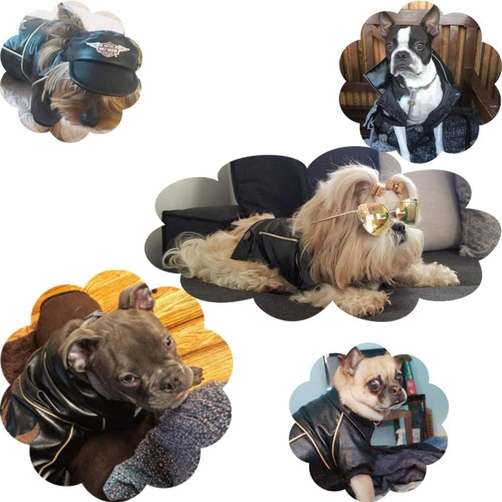 Dog Winter Coat Pu Leather Motorcycle Jacket for Dog Pet Clothes Leather Jacket, Waterproof(S)