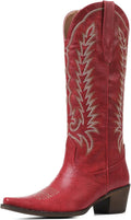 Cowboy Boots for Women: Embroidered Western Knee High Boots Women - Pointed Toe Chunky Heel Cowgirl Tall Boots