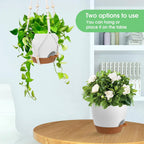 8'' Self Watering Hanging Planters with 2 Kinds of Plant Hangers,2 Pack | Hanging Planters for Indoor Outdoor Plants, Drainage Holes, Removable Tray, Hanging Basket for Home Garden