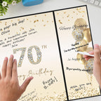 Black Gold 70Th Birthday Party Decorations, Happy 70Th Birthday Alternative Signature Guest Book for Men Women Cheers to 70 Years Old Gifts 70 Birthday Signing Card Board Party Supplies
