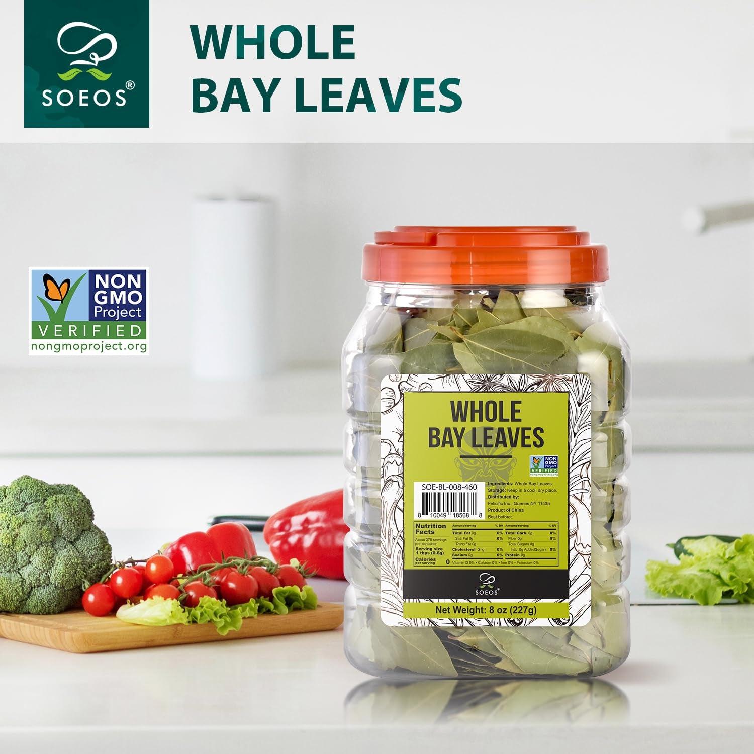 Bay Leaves, 8 Oz (227G), Non-Gmo Verified, Dried Bay Leaf, Freshly Packed to Keep Fresh, Bay Laurel Herbs for Cooking,Bay Laurel Leaf, Dried Bay Leaves, Fresh Bay Leaves, Green