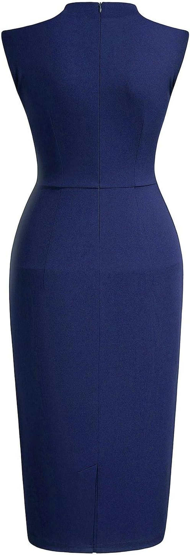 Women'S Retro 1950S Style Half Collar Ruffle Cocktail Pencil Dress | Vintage Collar, Sleeveless, Knee-Length, Sheath Dress for Funeral, Business Work, Church