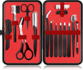 Eyebrow Kit for Men, 17 in 1 Tweezers for Women Facial Hair, Hair Scissors with Comb, Eyebrow Trimmer, Brow Brushes, Hair Tools Travel Bag, Professional Grooming Tweezer for Men