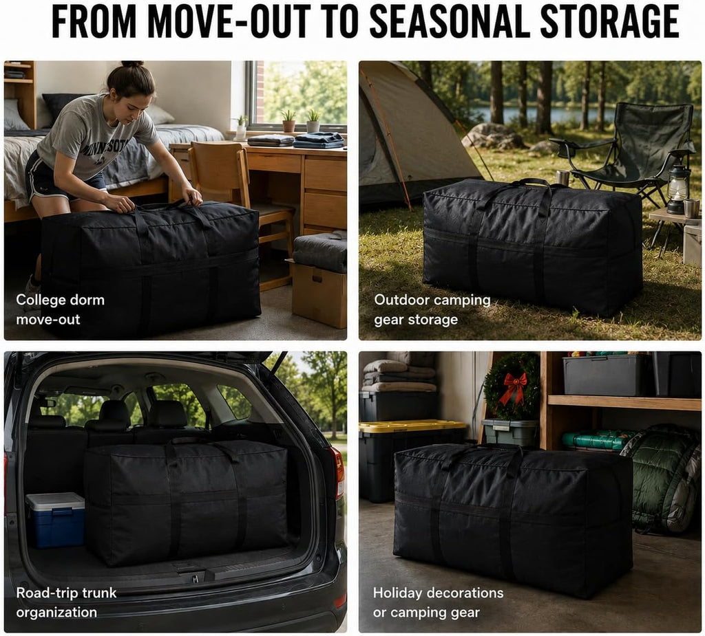 Extra Large Storage Duffle Bag for Travel, Black Big Traveling Duffle Bag