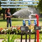 304 Stainless Steel Garden Hose Splitter 3 Way Heavy Duty, Full Flow T Valve Water Hose Splitter with 2.1" Extra Long Handle, Lead-Free，3/4" GHT Thread Connector for Outdoor Spigot Faucet