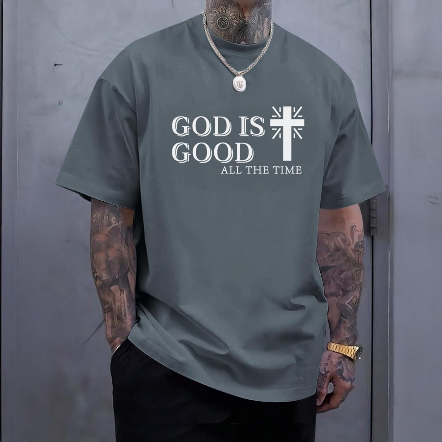 God Is Good Shirt Christian Jesus Cross T Shirts for Men Religious Faith Inspirational Vintage Oversized Graphic Tees