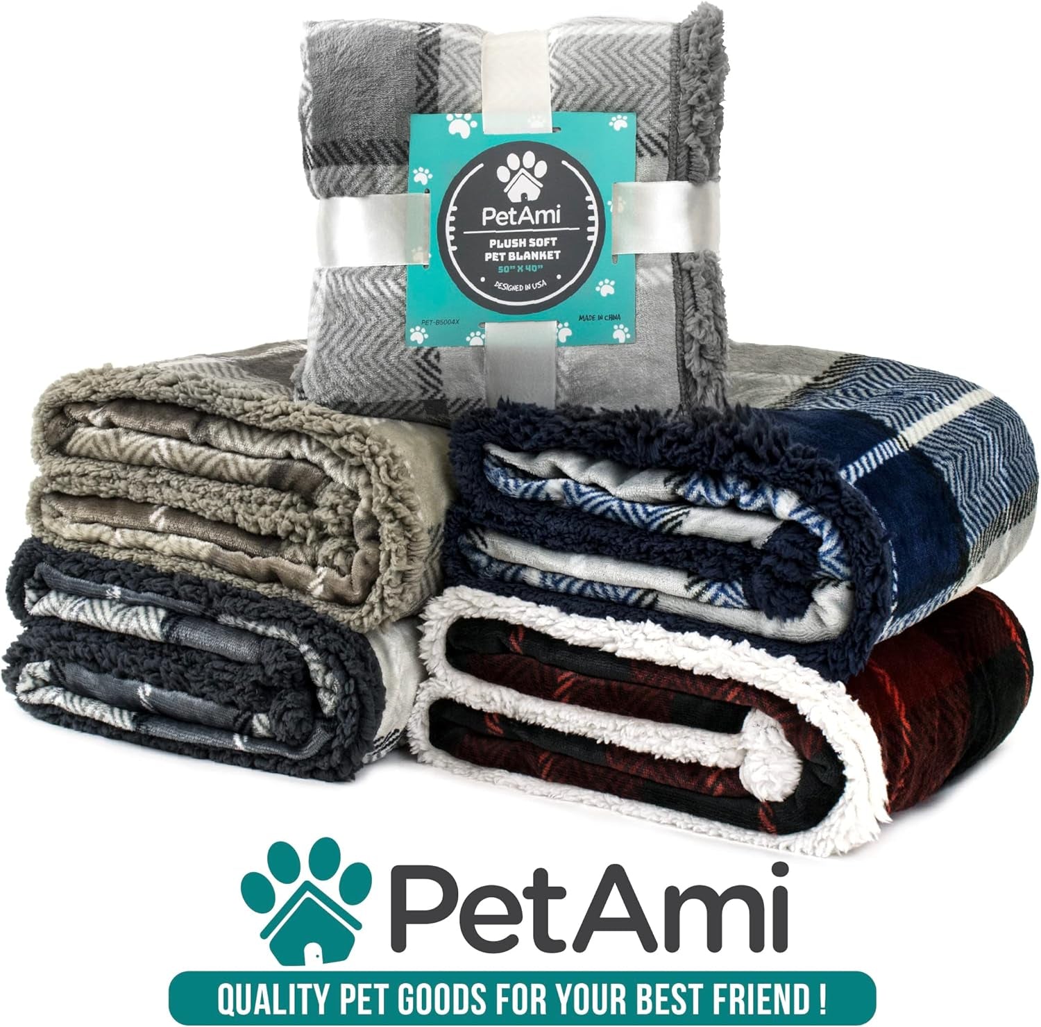 Dog Blanket for Small Medium Dogs and Cats, Soft Sherpa Fleece Pet Blanket Throw for Puppies Kittens, Reversible Plush Couch Cover Protector Sofa Bed Crate, Machine Washable, 60X40, Checker Red