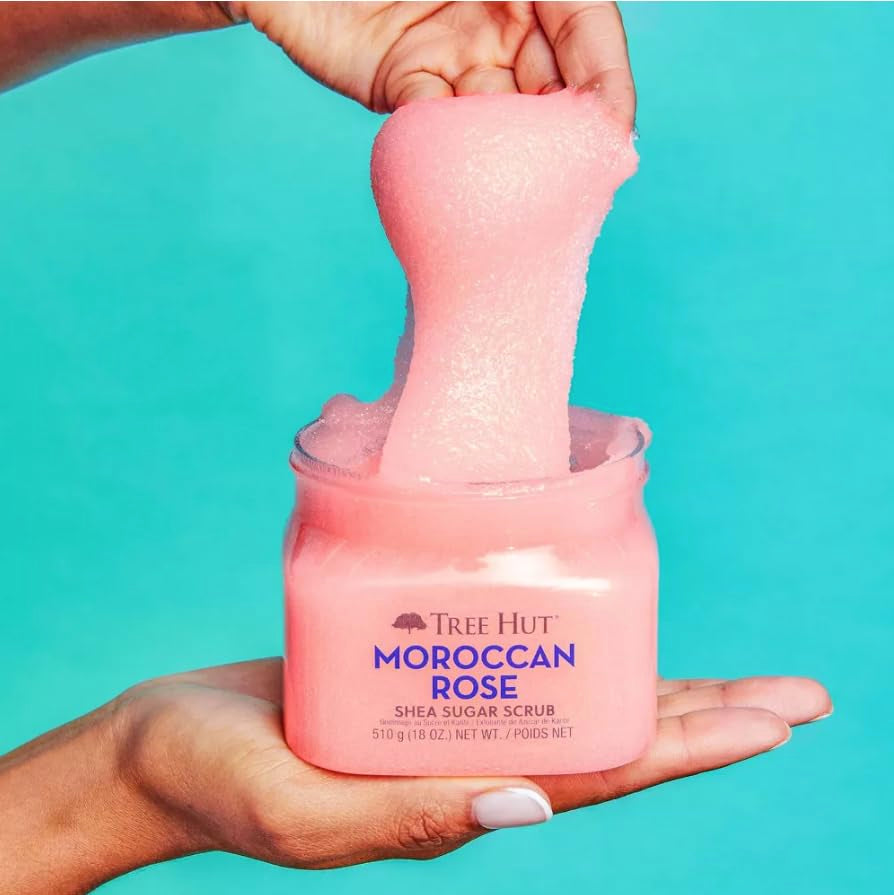 Moroccan Rose Shea Sugar Scrub, Exfoliating & Hydrating Body Scrub with Shea Butter & Essential Oils, Smooth & Soften Skin, Holiday Gift & Stocking Stuffer, 18 Oz