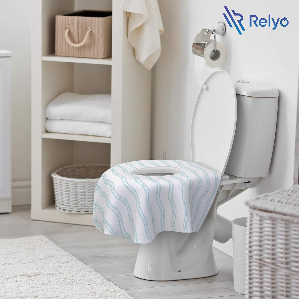 Disposable Toilet Seat Cover for Travel – 20 Pack with Covers Wrapped in Sets of 2, Non-Flushable Liners, Fits Most Seats – Kids, Toddlers, Adults (Waves, 20)