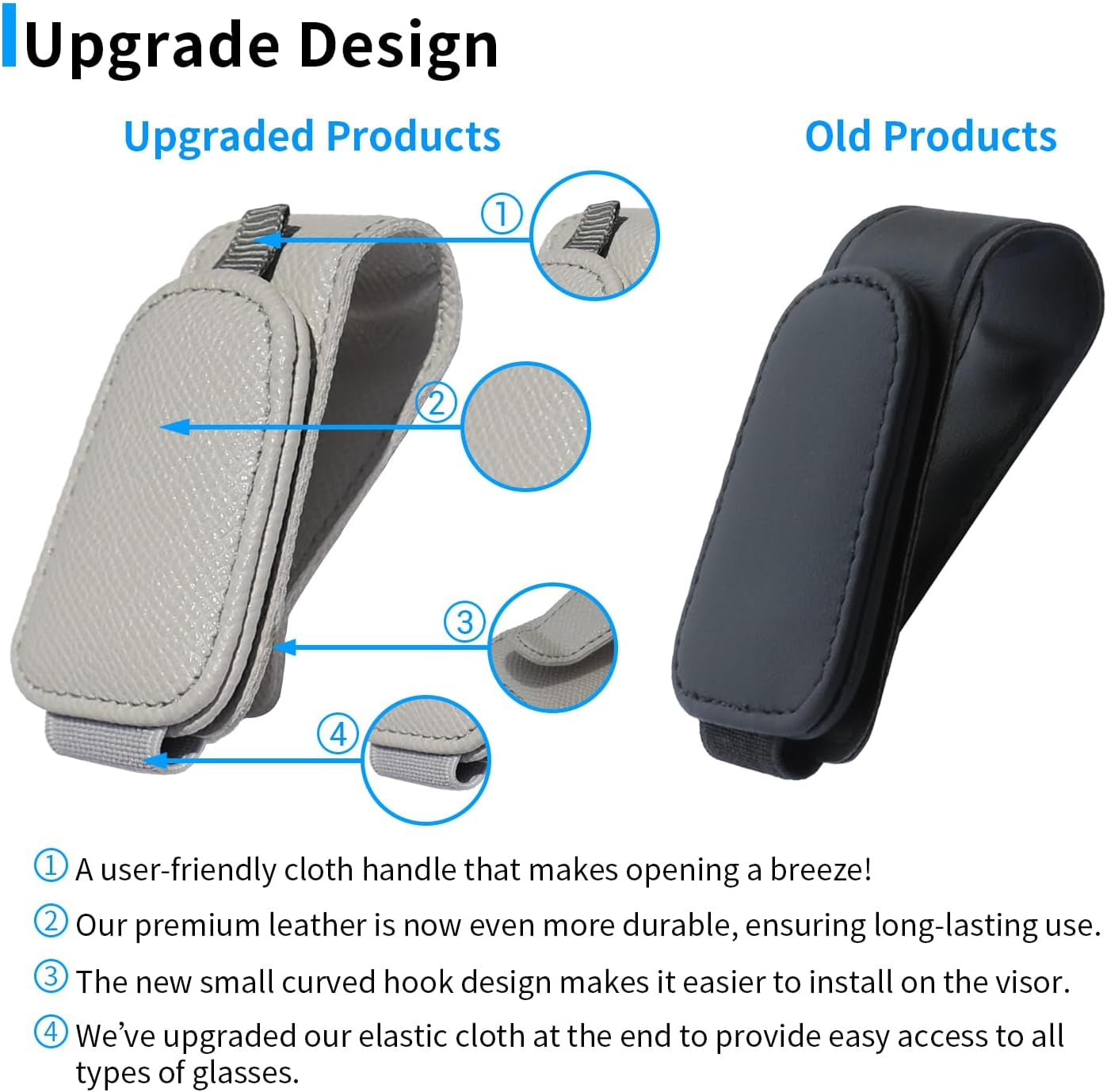 2 Packs Magnetic Sunglass Holder for Car Visor (Grey) | Magnetic Interior Car Accessories