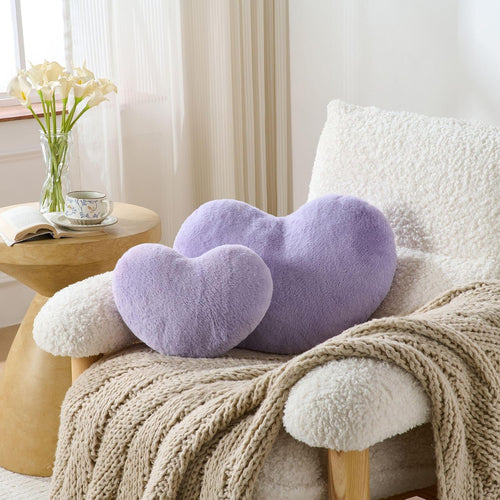 2PCS Throw Pillows Heart Pillow Home Decor Decorative Couch Pillows Bed Pillows Outdoor Pillows Valentine Gift,Purple 13"*19"