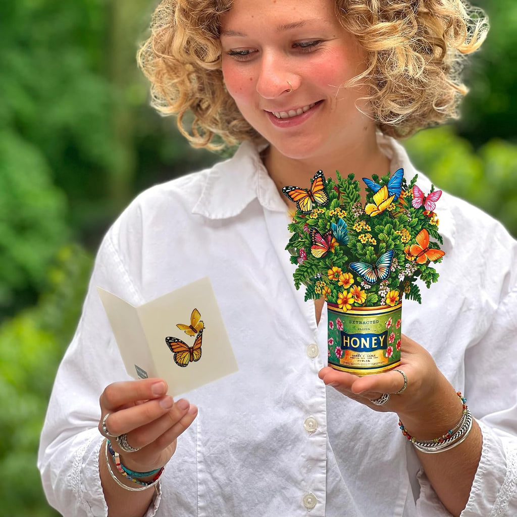 Pop up Cards, Mini Buttercups & Butterflies, 6 Inch Life Sized Forever Flower Bouquet 3D Popup Greeting Card, Birthday Cards, Thank You Card, Blank Notecard & Envelope