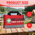 380 Pieces Deluxe First Aid Kit Compact Trauma Medical Kits with Assorted Bandages, Instant Cold Pack, Emergency Blanket for Home, Travel, Camping, Vehicle, Emergency Kits(Red)