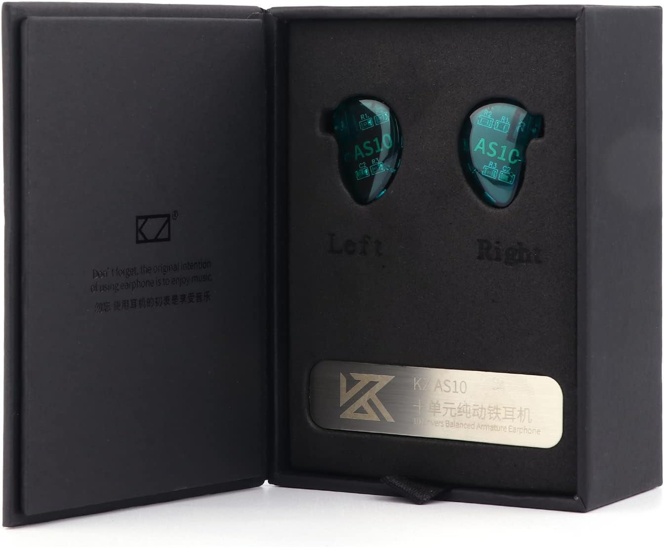 KZ AS10 5BA Hifi Stereo In-Ear Monitor Hifi Wired Earbuds Earphones | with 0.75Mm 2 Pin Cable, Five Balanced Armature Drivers, Noise Cancelling, W/O Mic, Cyan