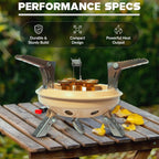 54,500 BTU Multi-Fuel Portable Camping Stove – 16,000W Collapsible Windproof Burner with Fuel Canister Adapter & Carrying Case for Outdoor Cooking, Backpacking & Emergency Use
