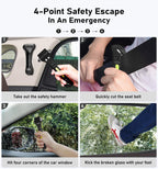 Car Safety Hammer 4 Pack, Car Window Glass Breaker and Seat Belt Cutter Auto Emergency Escape Tool with Light Reflective Tape for Family Rescue, Life Saving Survival Kit
