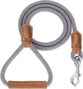 Dog Leash with Genuine Leather Connection/Handle, 4/5/6 FT | Rope Leash, Heavy Duty 360° Swivel Metal Clasp, for Small Medium & Large Dogs