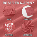 Christian Faith over Fear Shirt for Men Jesus Religious Shirts Oversized Graphic Tees Acid Wash God T-Shirt