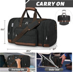 Duffle Bag for Travel,Overnight Weekend Gym Carry on Luggage Bag, 50L Canvas Travel Duffel Bag for Men Women, Expandable Spacious Travel Duffel Bag, Black