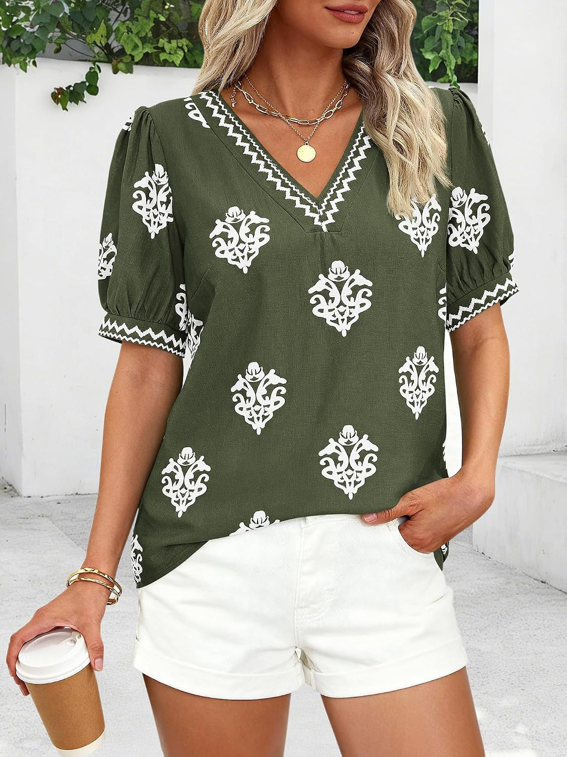 Casual Short Sleeve Summer T Shirts Going Out Tops for Women Trendy | Boho Tops for Women,Tops for Teacher,V Neck,Crop,Y2K,Floral,Crew Neck,Work Blouses,Cute Tunics,Beach Vacation Clothes